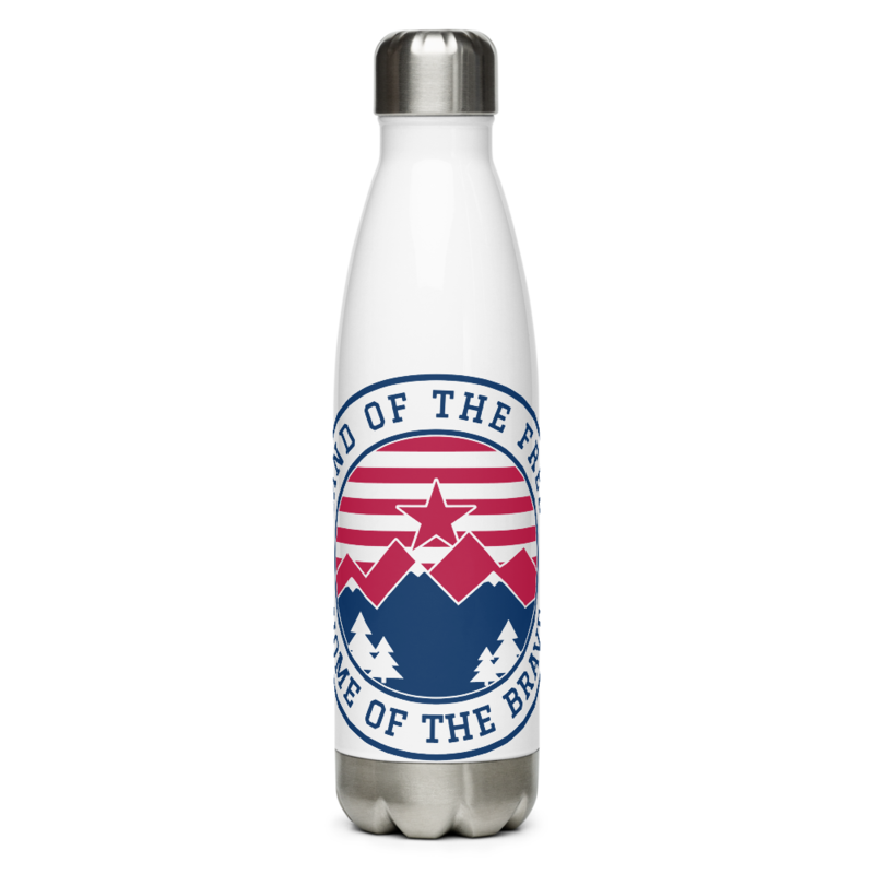 Land of the Free Water Bottle in White