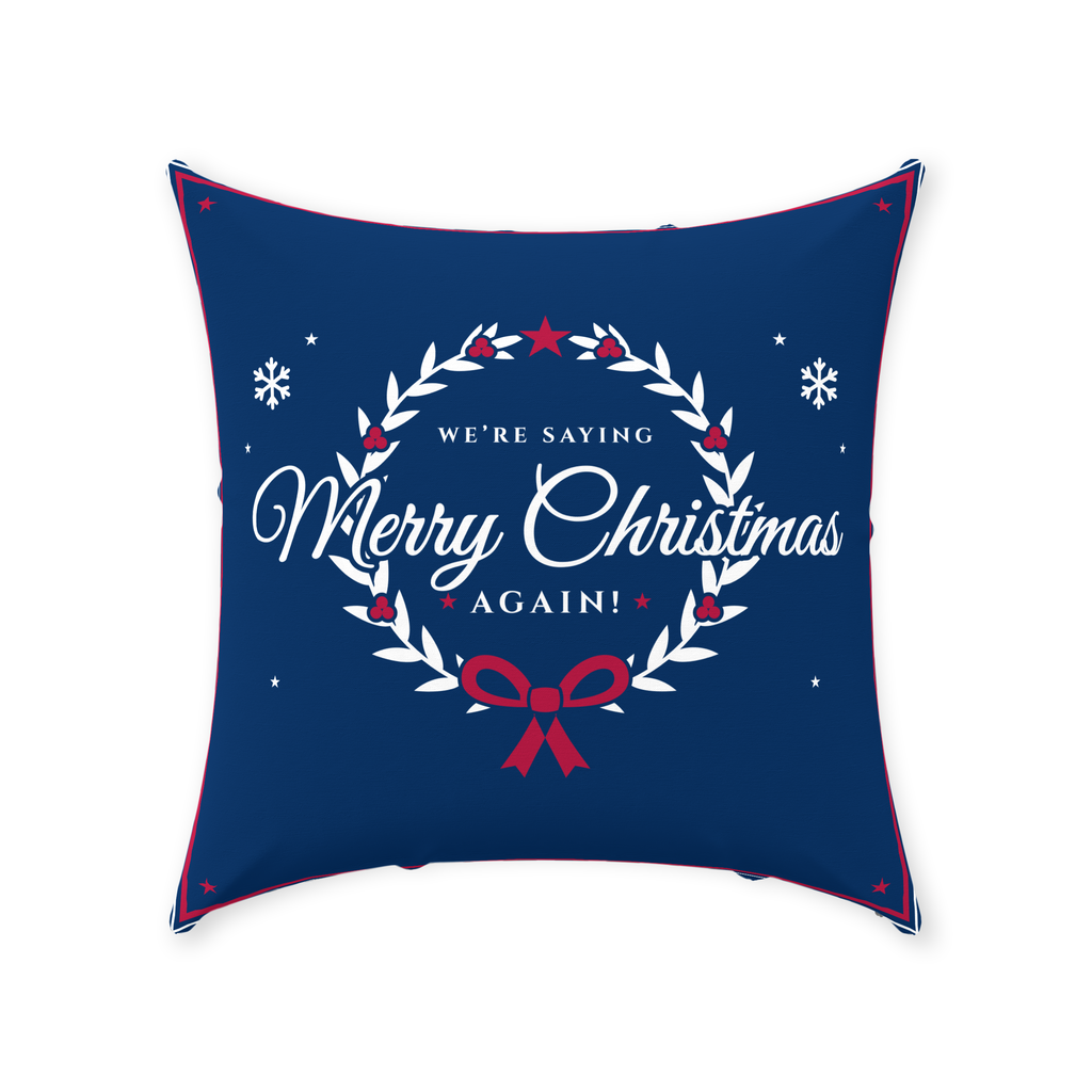 Merry Christmas Linen Throw Pillow