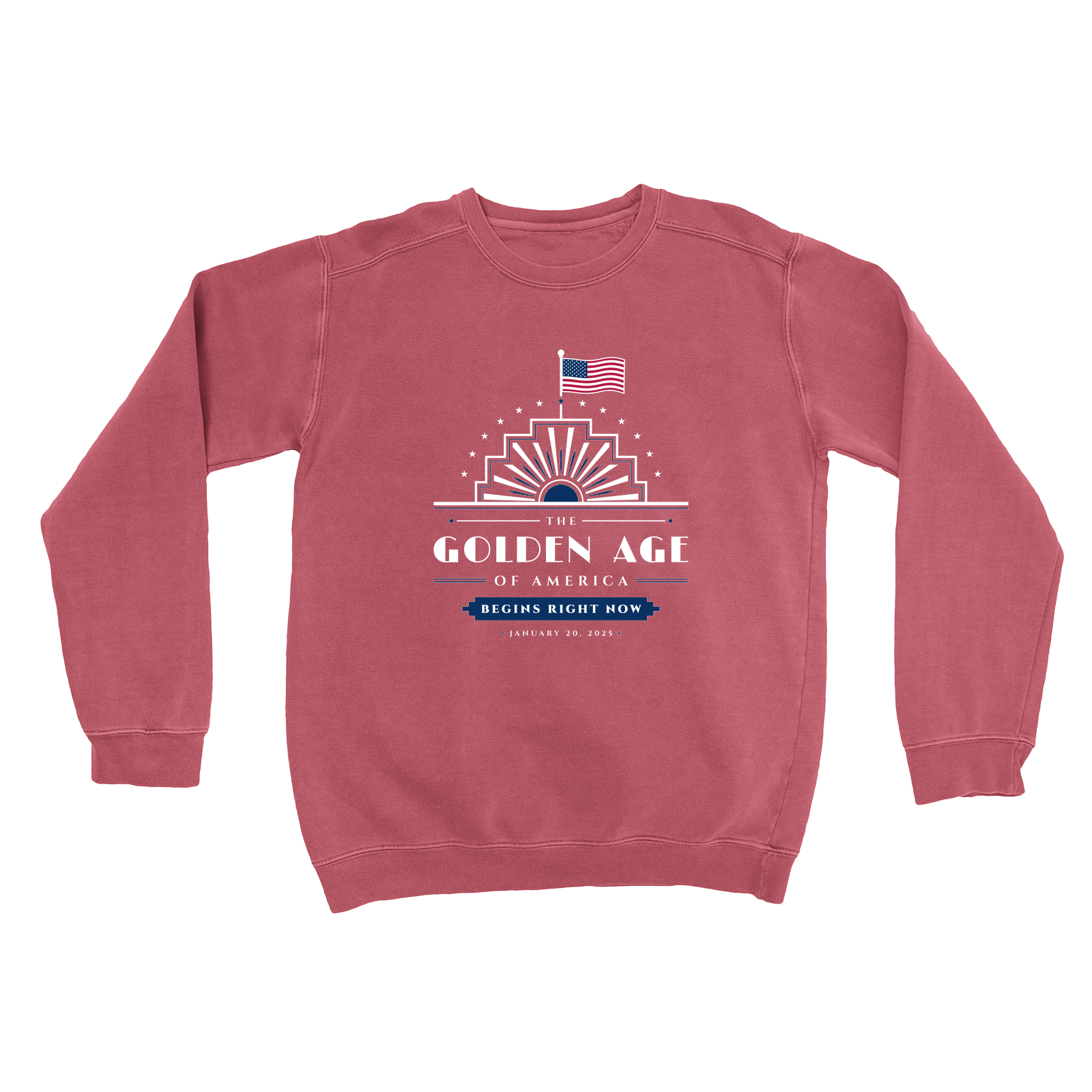The Golden Age Garment-Dyed Crewneck in Crimson