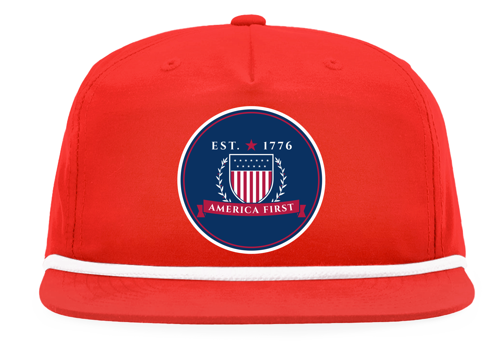 America First Crest Rope Snapback Cap in Red / White Rope
