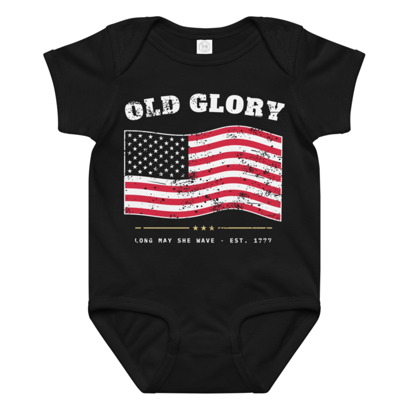 Old Glory Baby Bodysuit in Black