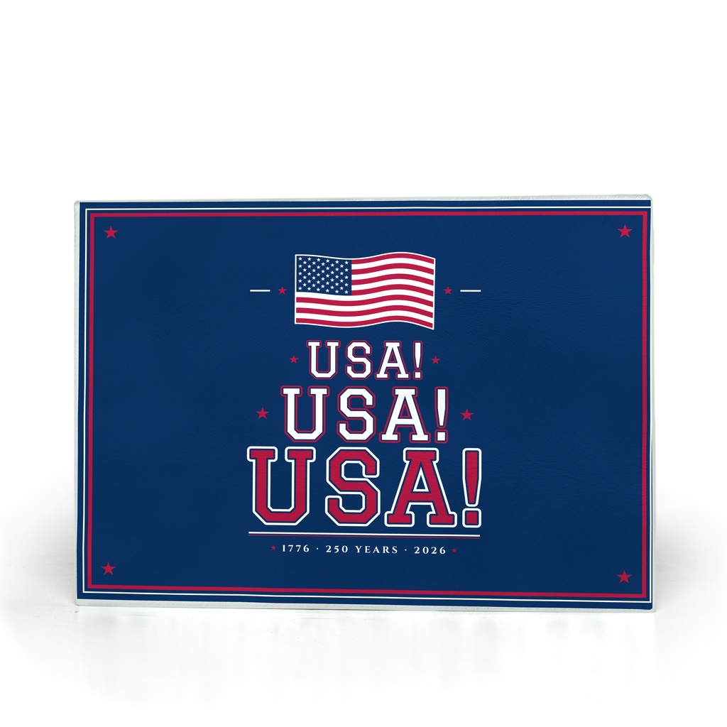 USA! USA! USA! Glass Cutting Board