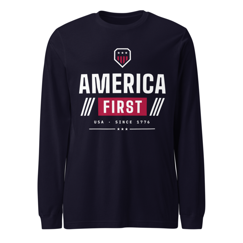 America First Long Sleeve Tee in Navy