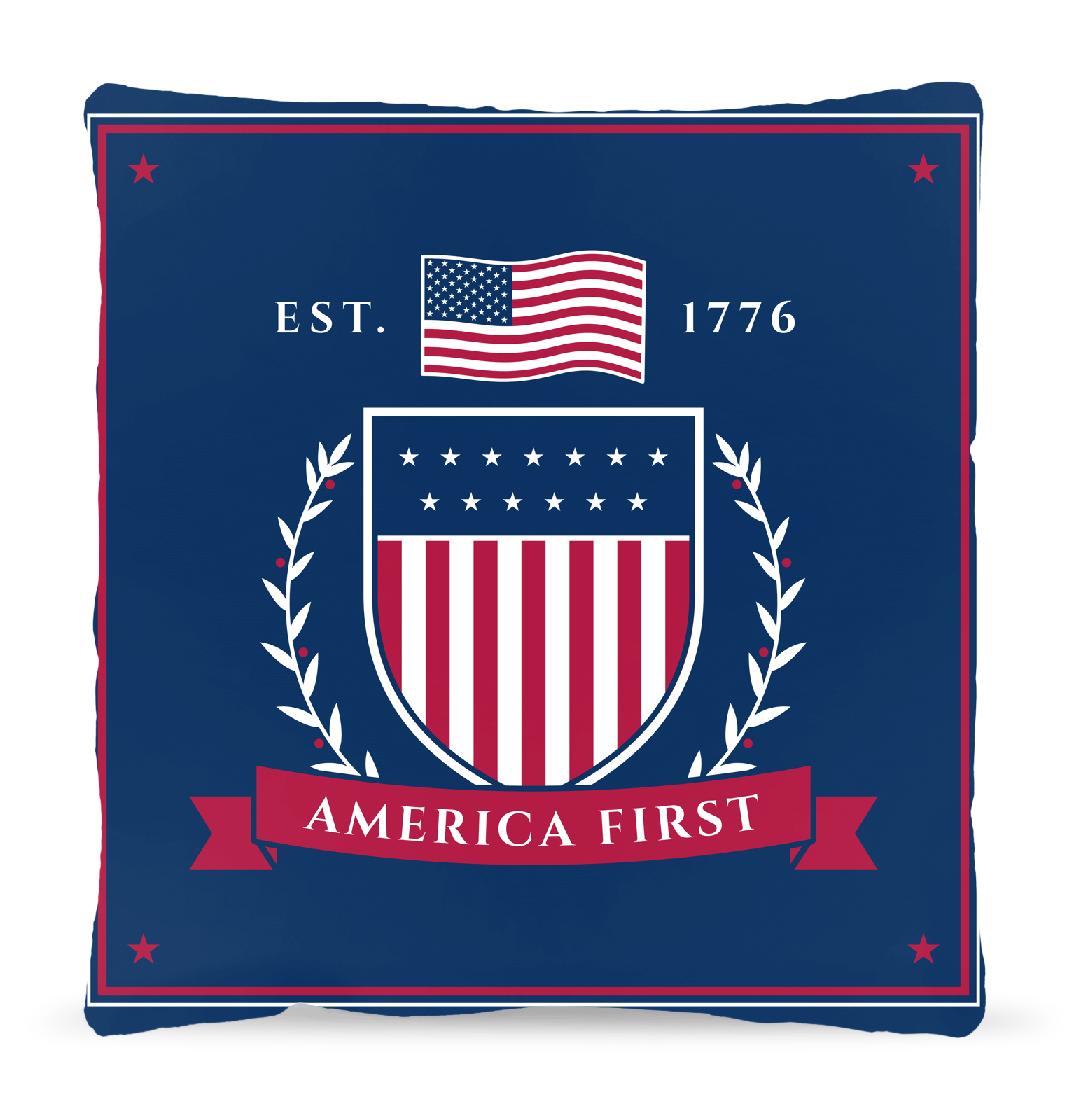 America First Crest Woven Pillow