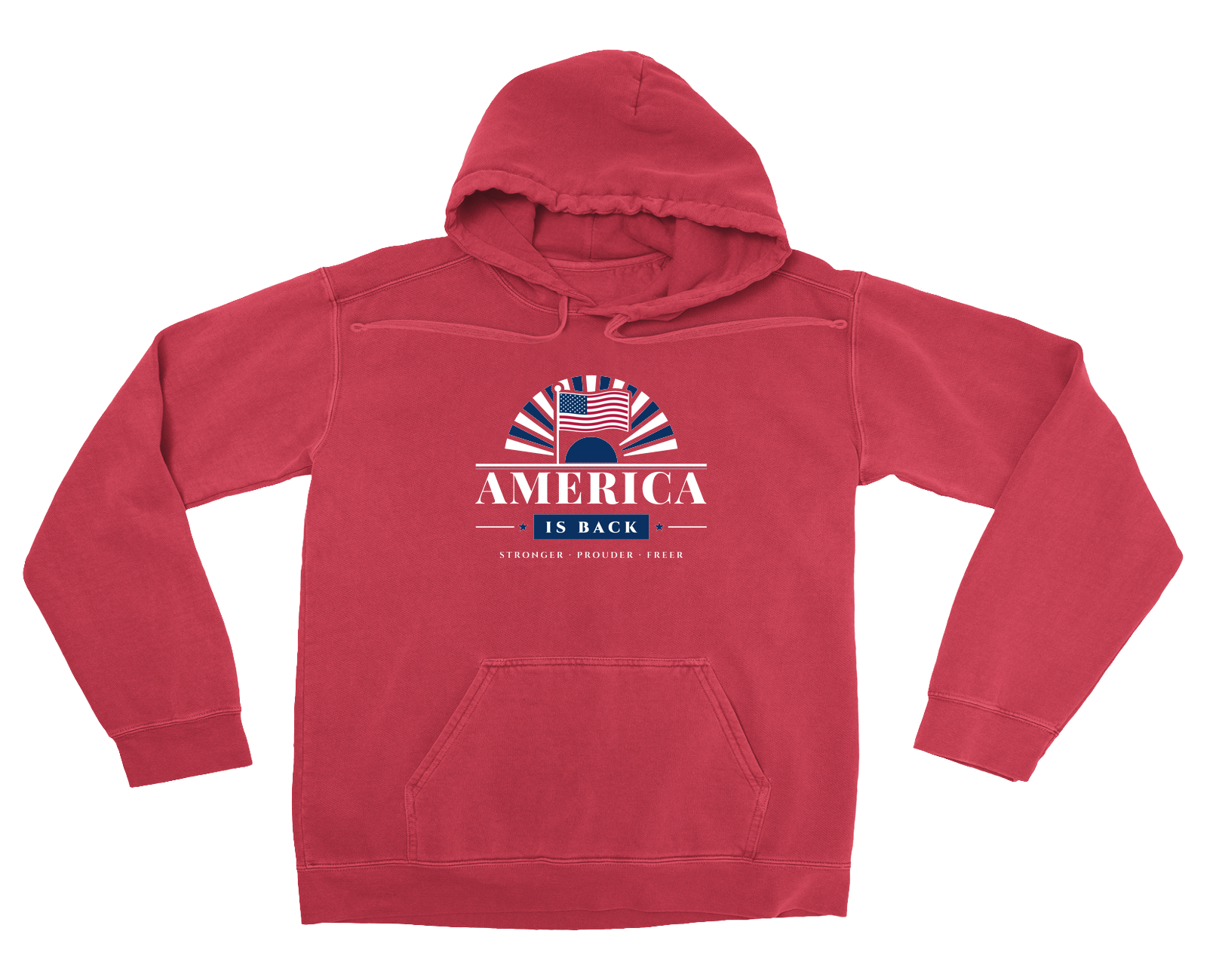 America Is Back Garment-Dyed Hoodie in Crimson