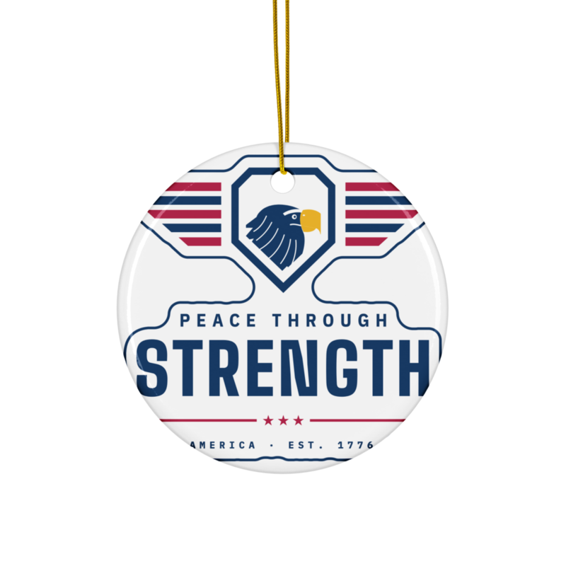 Peace Through Strength Ornament