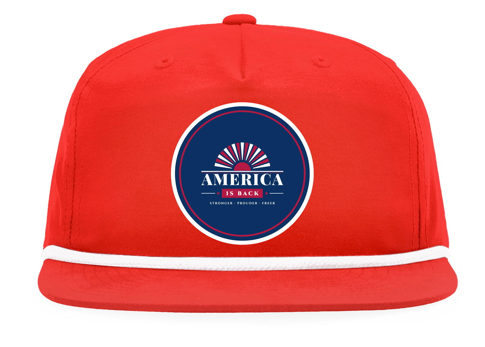 America Is Back Rope Snapback Cap in Red / White Rope
