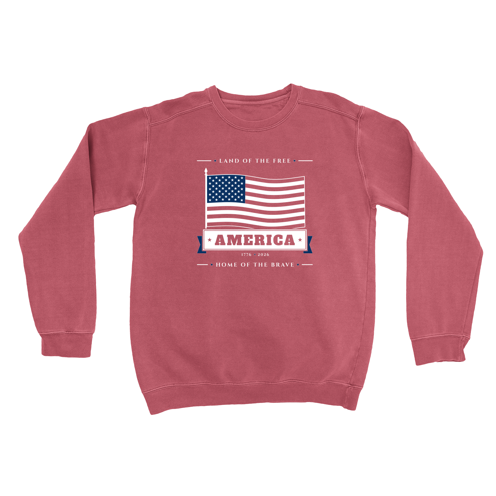 America Garment-Dyed Crewneck in Crimson