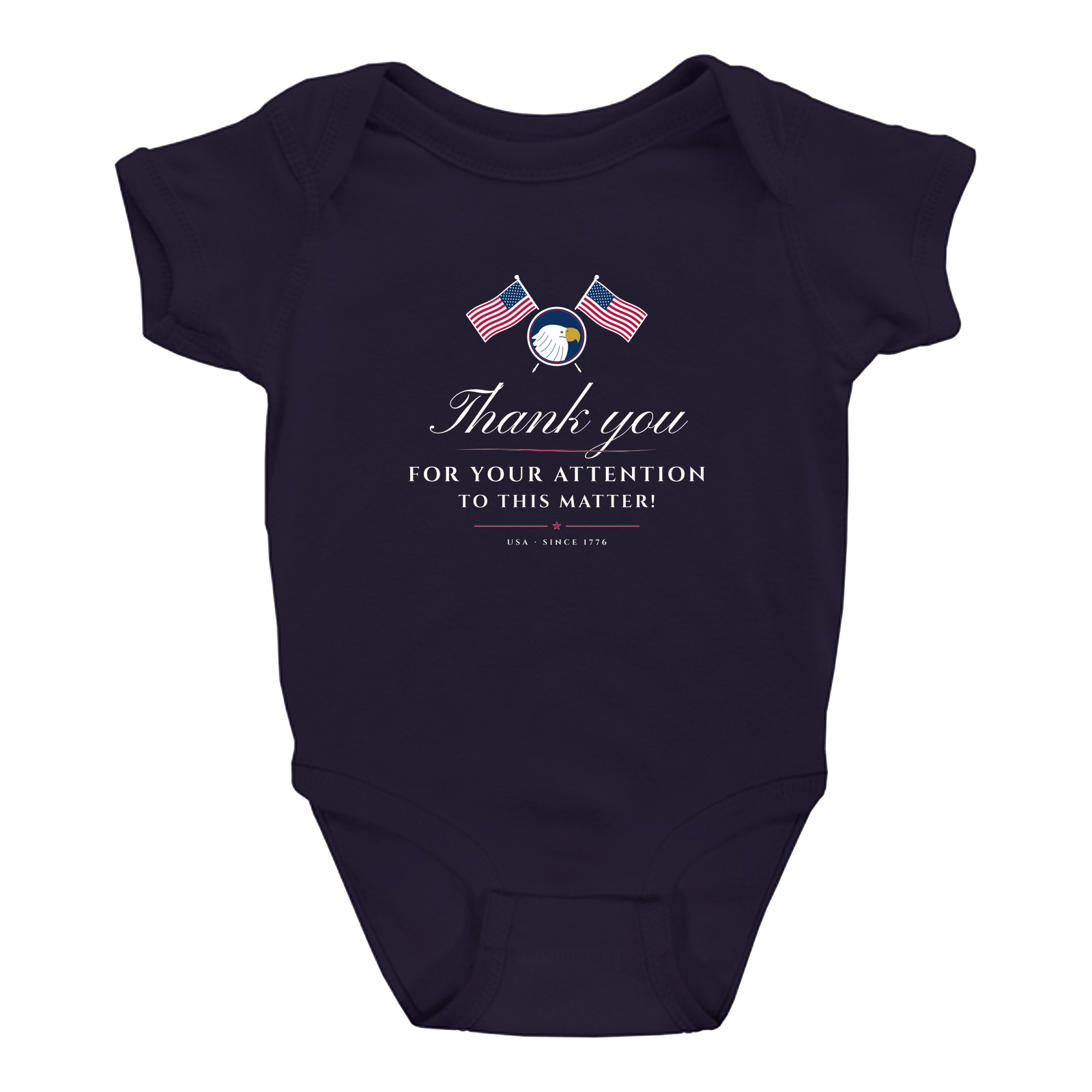Thank You for Your Attention Baby Bodysuit in Navy