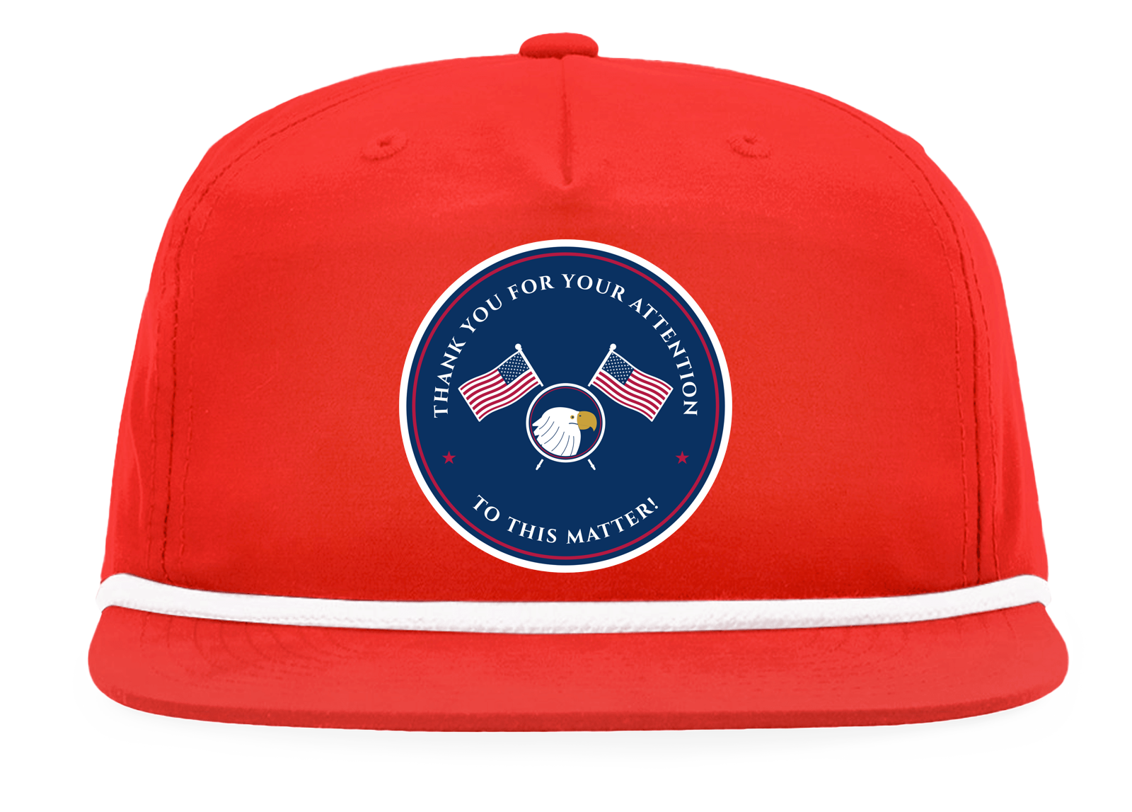 Thank You for Your Attention Rope Snapback Cap in Red / White Rope