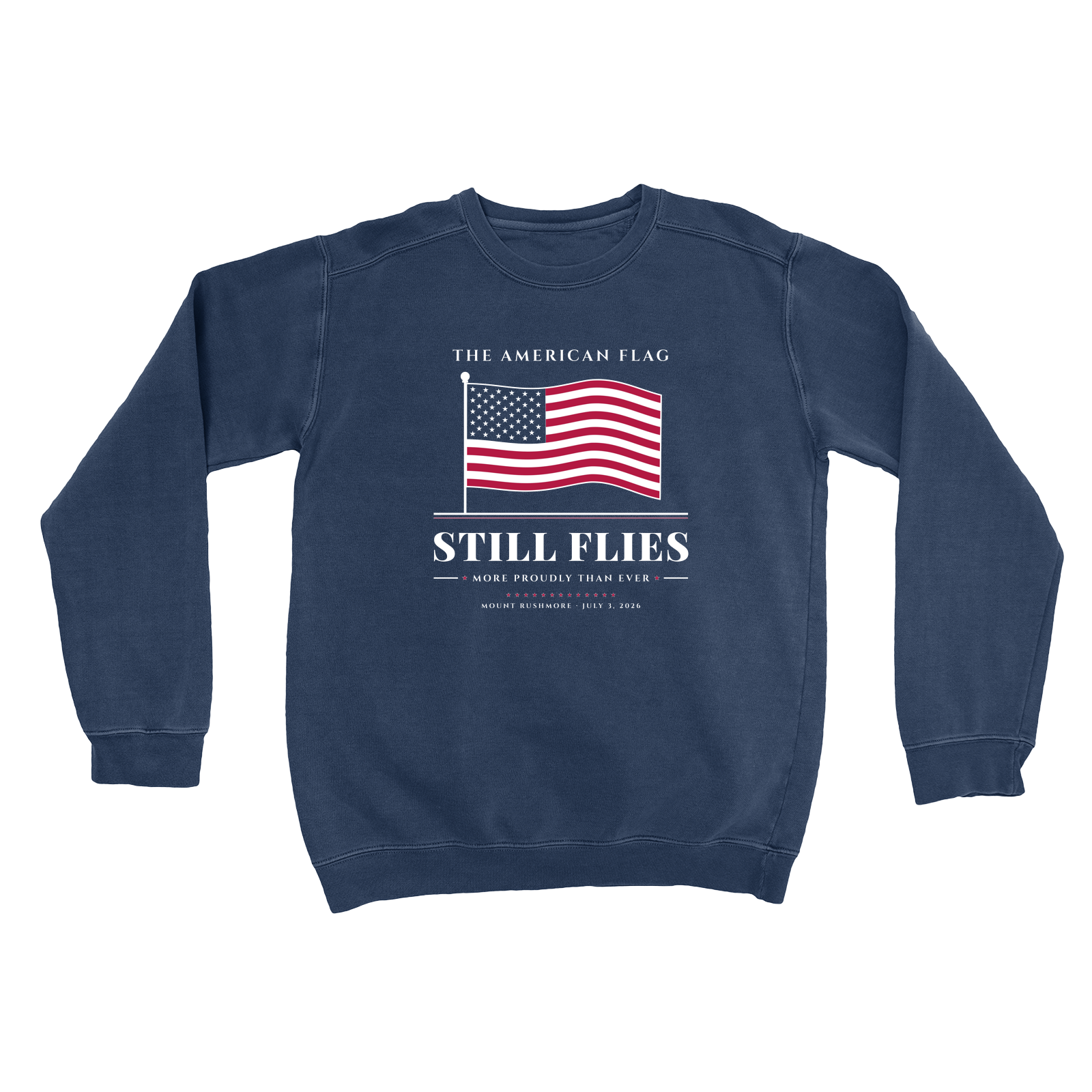 The American Flag Still Flies Garment-Dyed Crewneck in True Navy