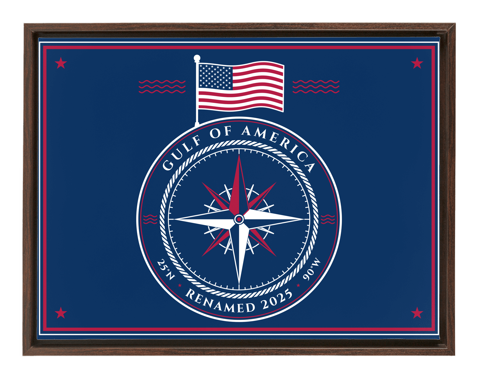 Gulf of America Framed Canvas in Walnut Frame