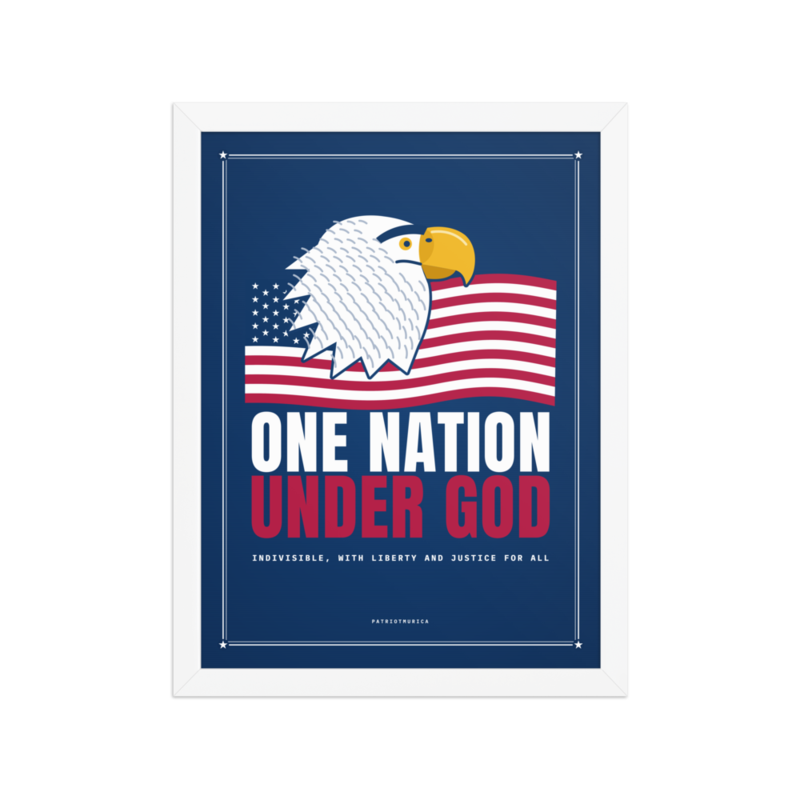 One Nation Under God Framed Print in White