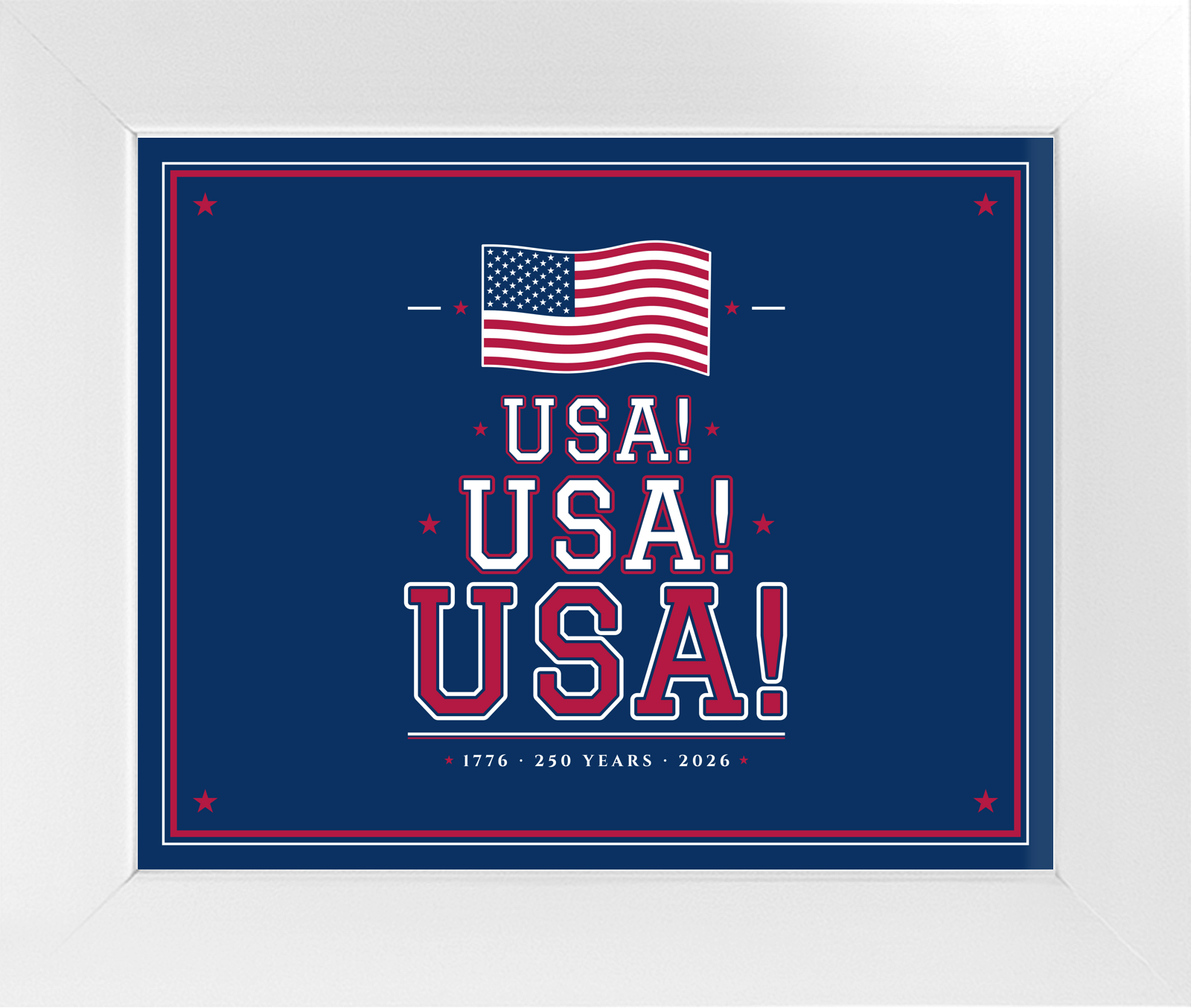 USA! USA! USA! Framed Satin Print in White Frame