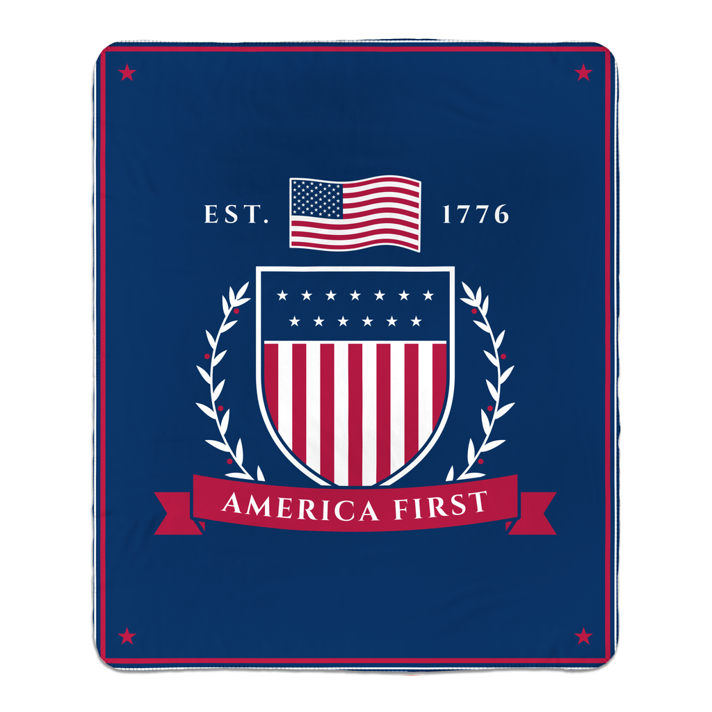 America First Crest Sherpa Blanket