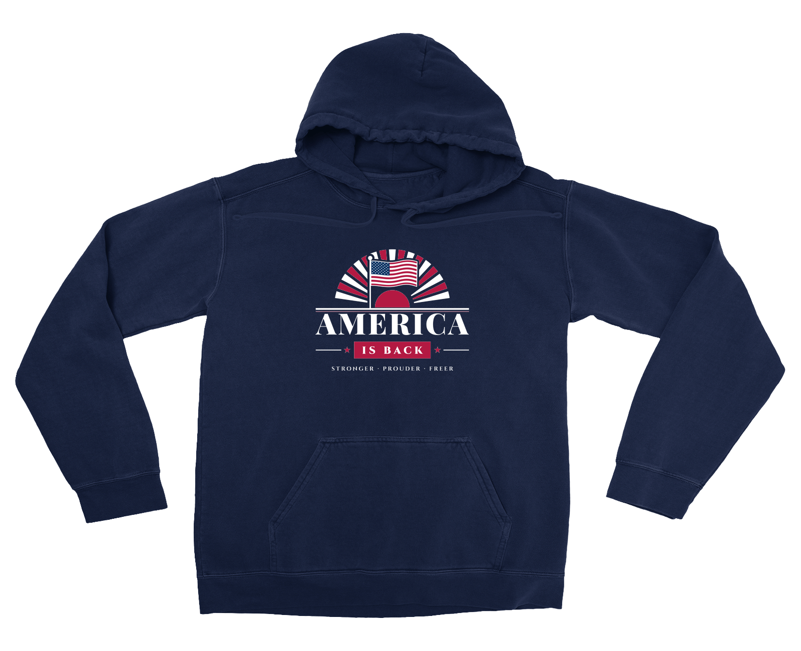 America Is Back Garment-Dyed Hoodie in True Navy