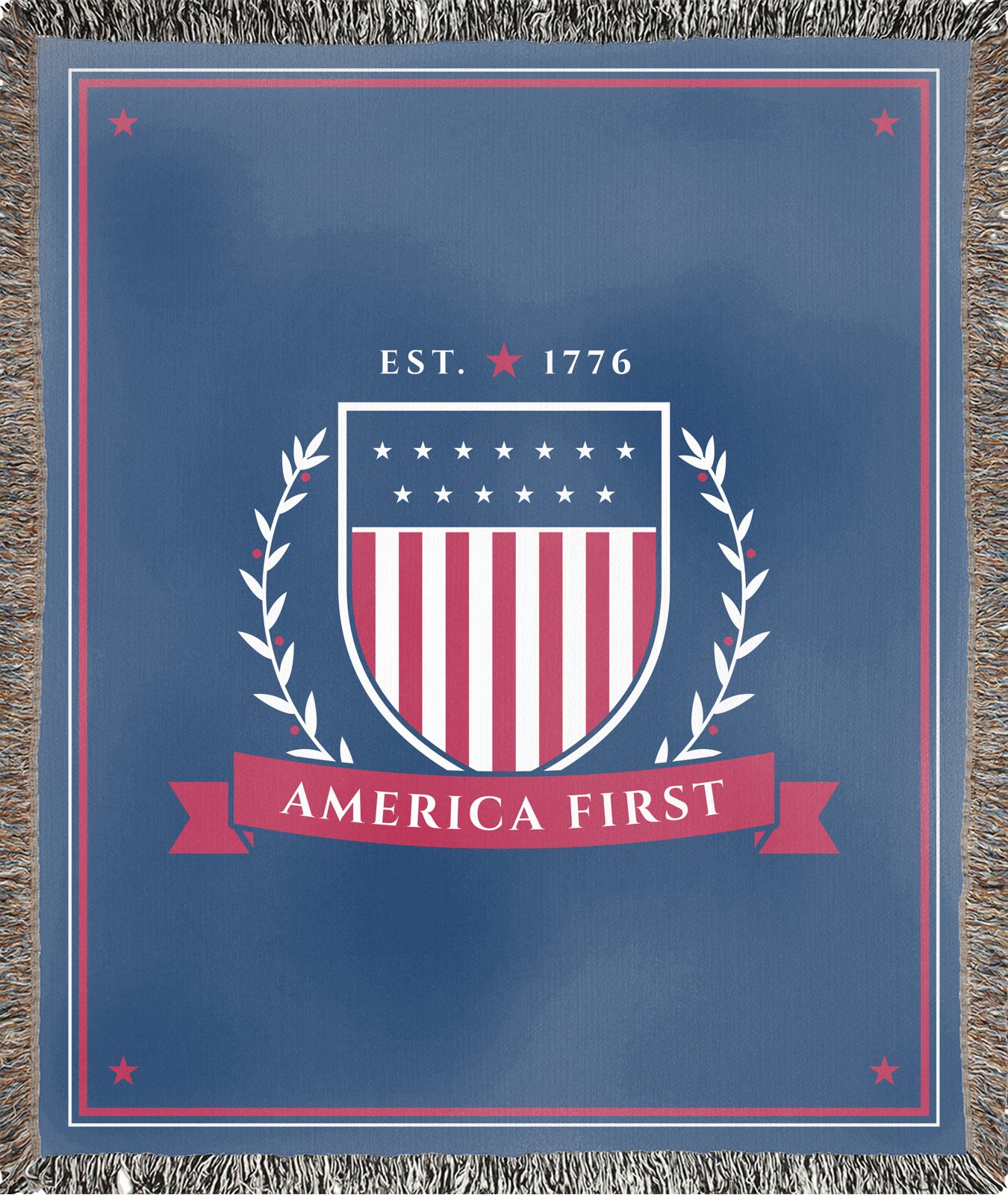 America First Crest Woven Blanket