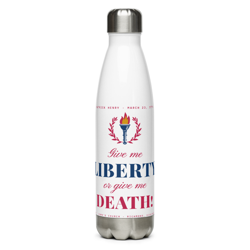 Liberty or Death Water Bottle in White