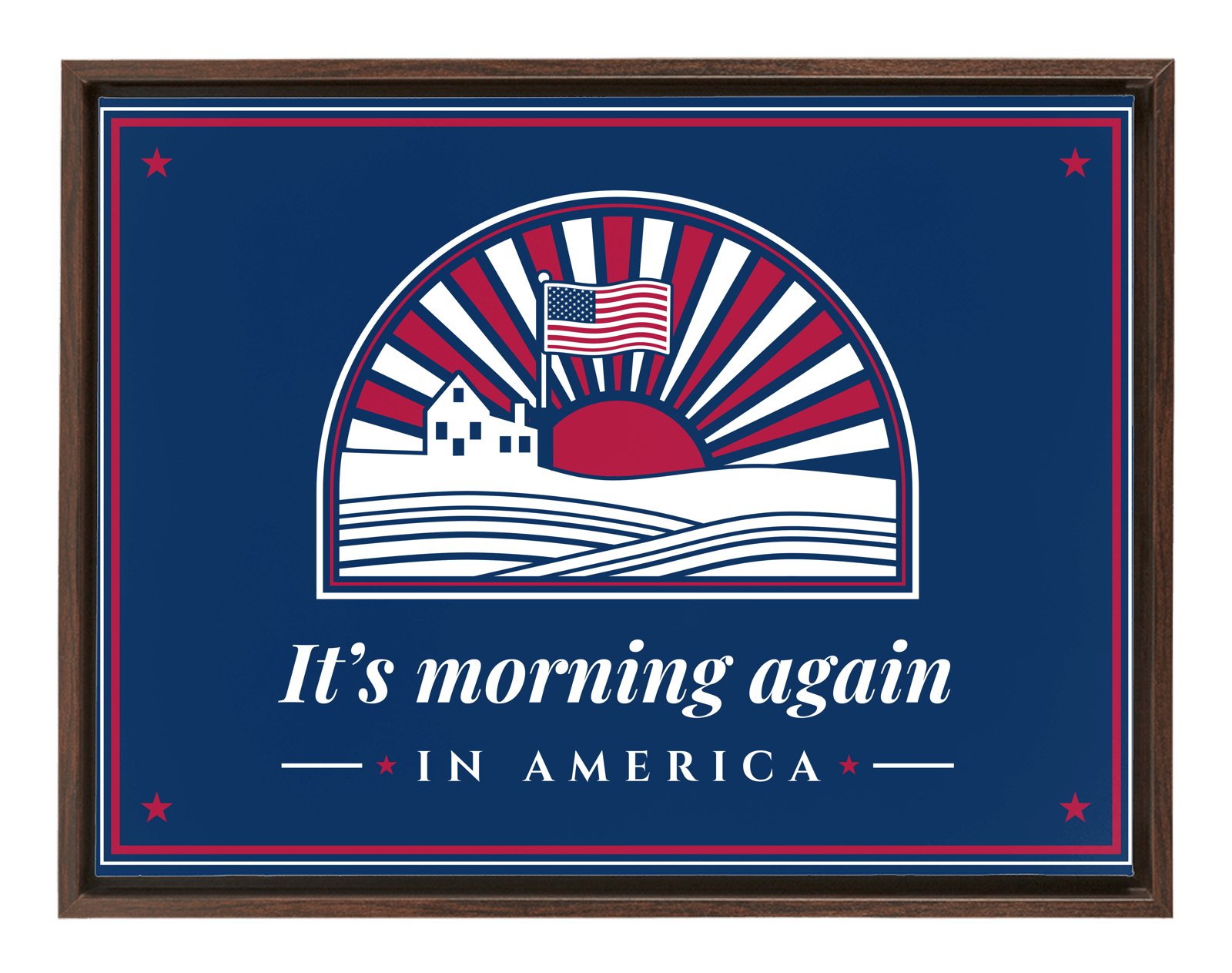 Morning in America Framed Canvas in Walnut Frame