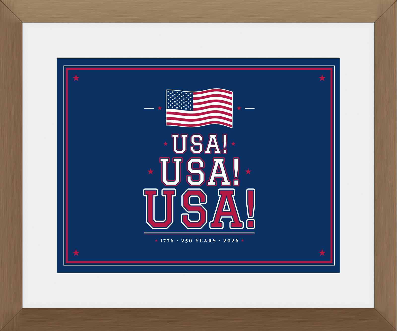 USA! USA! USA! Framed Print in Walnut Frame