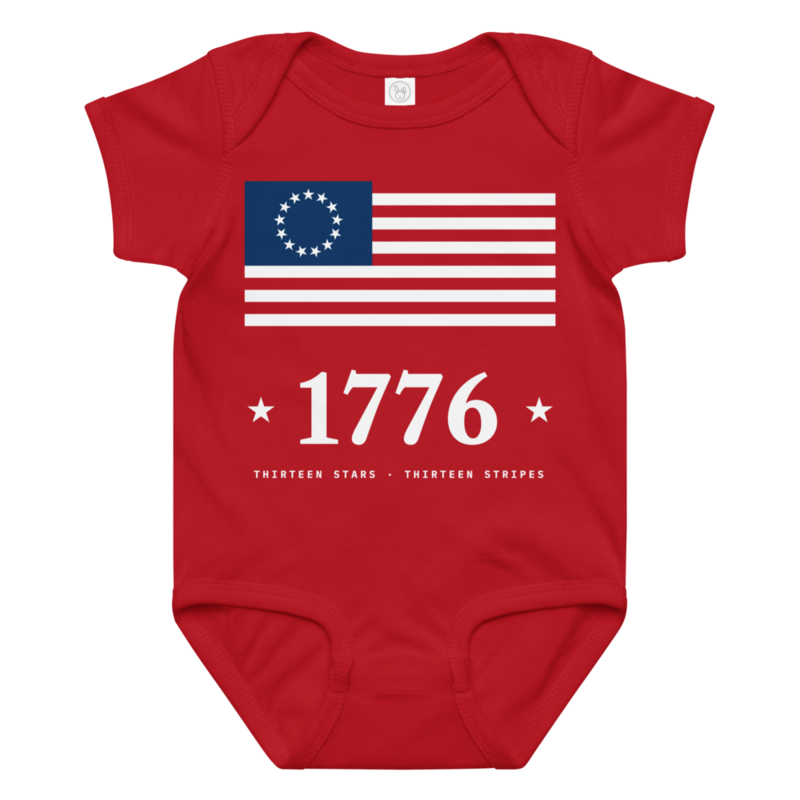 Betsy Ross 1776 Baby Bodysuit in Red