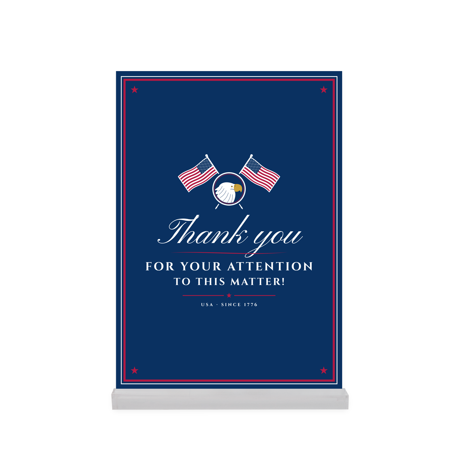 Thank You for Your Attention Acrylic Desk Block
