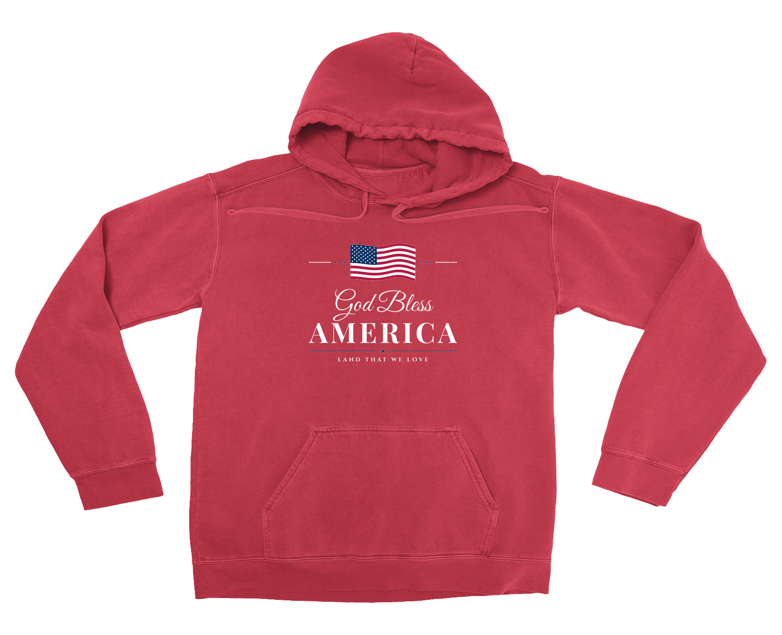 God Bless America Garment-Dyed Hoodie in Crimson