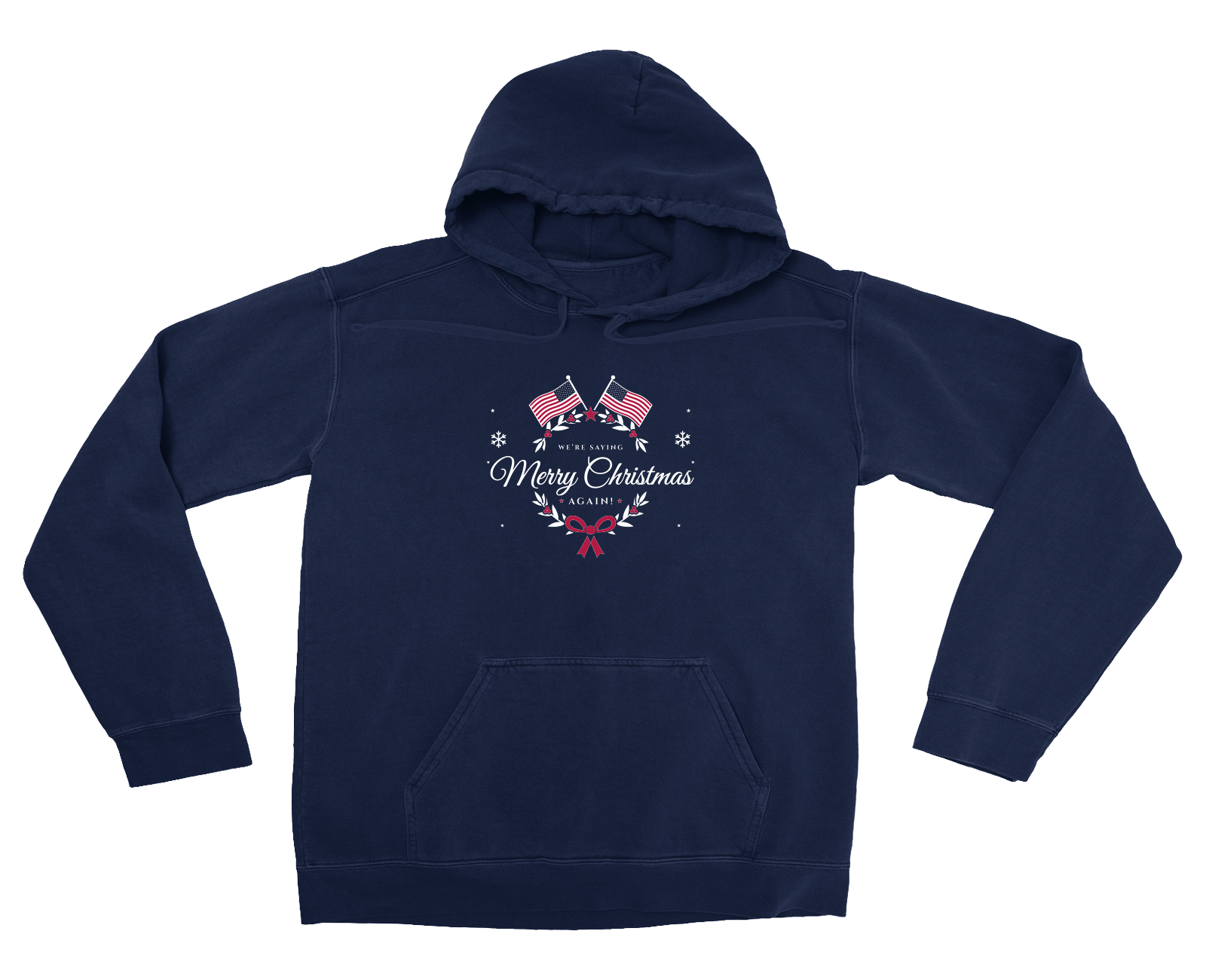 Merry Christmas Garment-Dyed Hoodie in True Navy