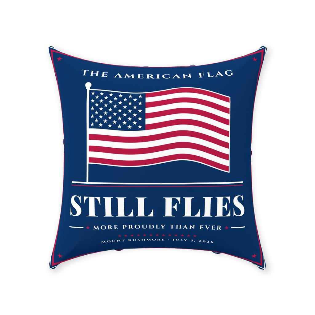 The American Flag Still Flies Linen Throw Pillow