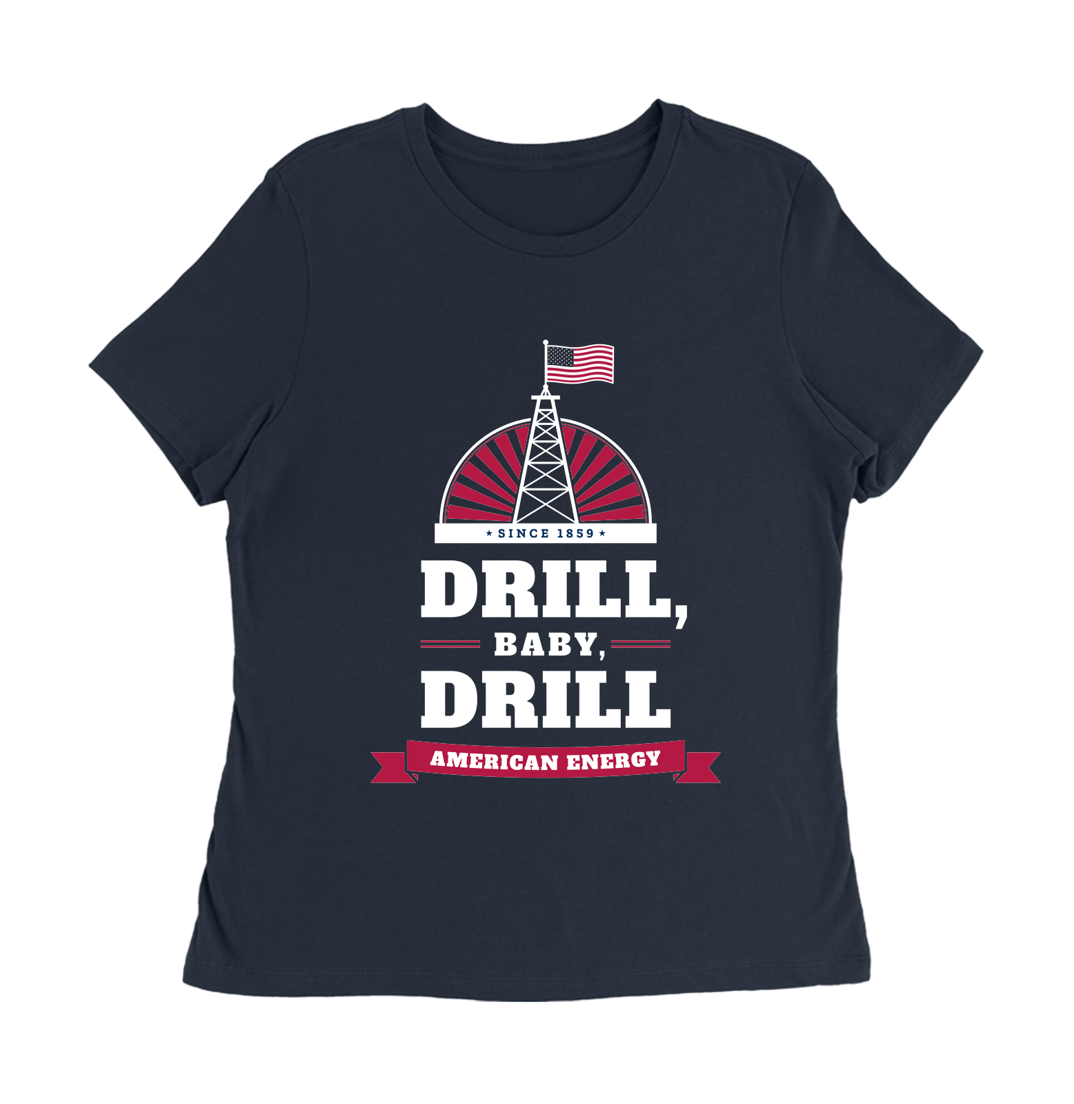 Drill, Baby, Drill Women's Relaxed Tee in Navy