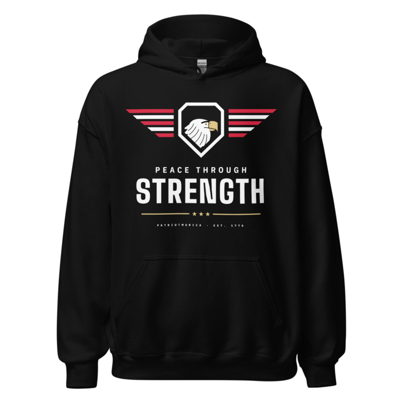 Peace Through Strength Hoodie in Black