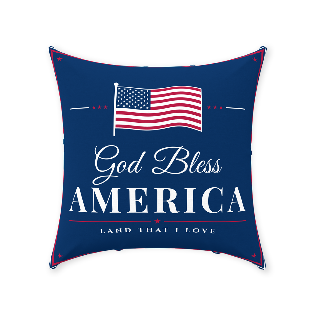 God Bless America Linen Throw Pillow