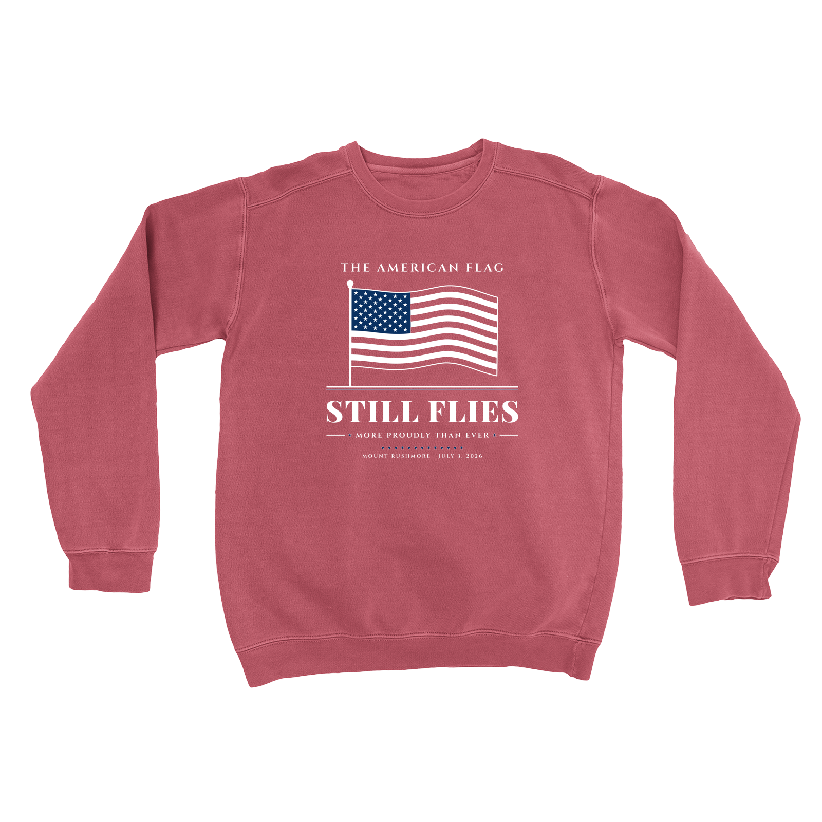The American Flag Still Flies Garment-Dyed Crewneck in Crimson