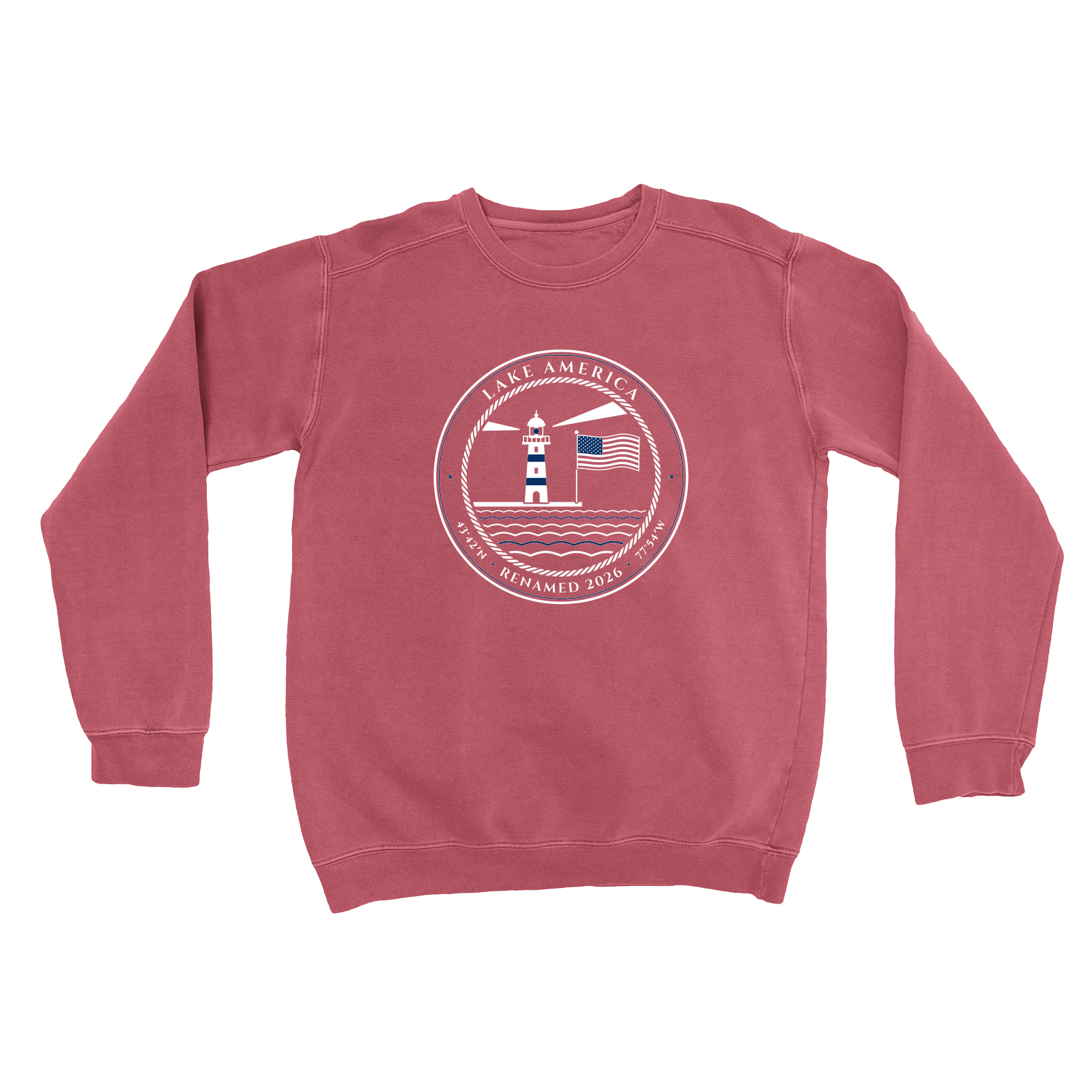 Lake America Garment-Dyed Crewneck in Crimson