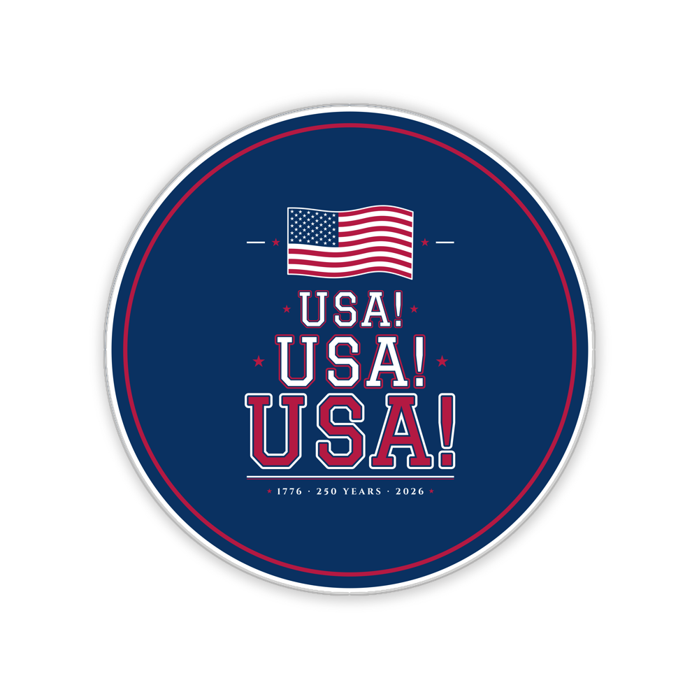 USA! USA! USA! Round Wood Sign