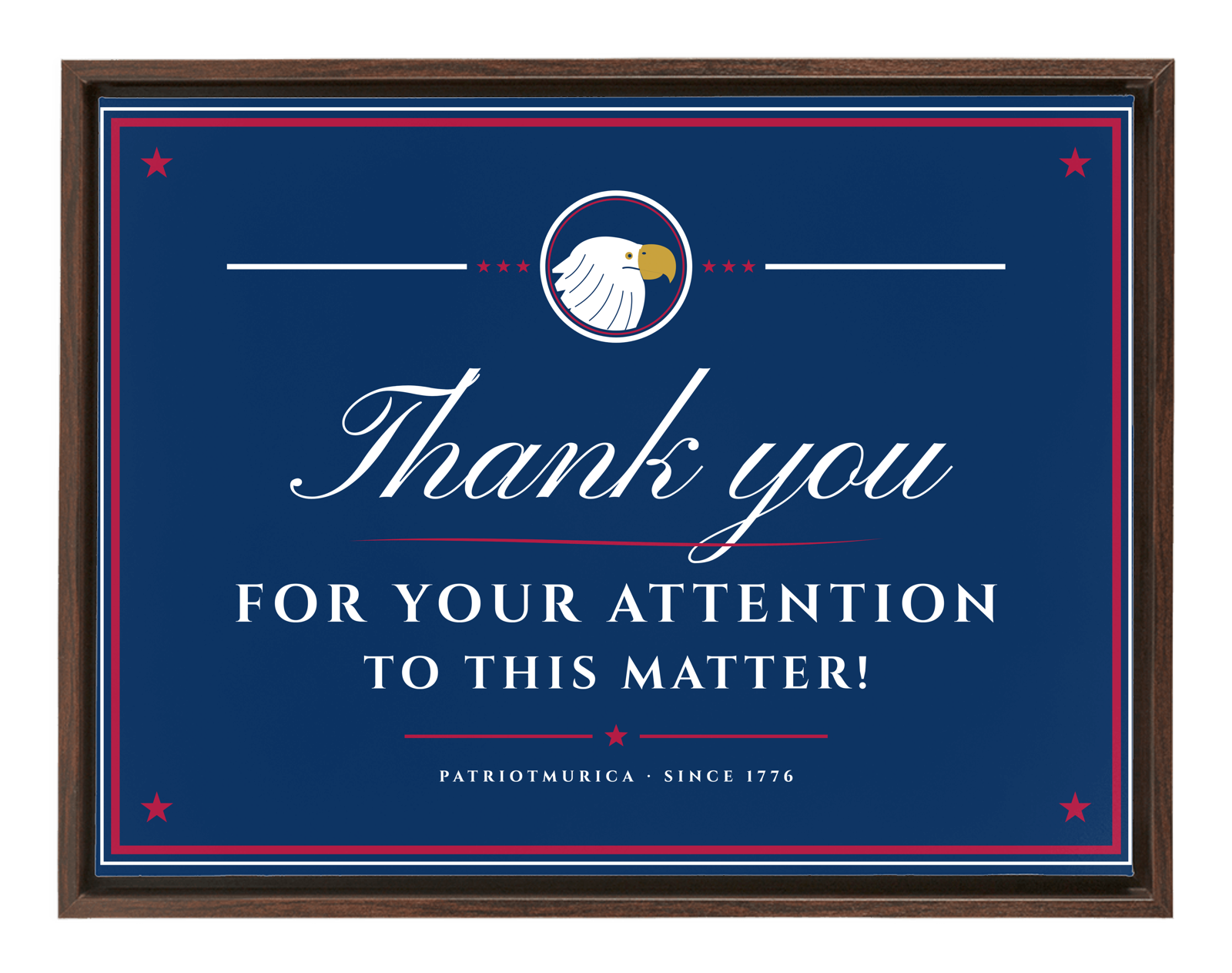 Thank You for Your Attention Framed Canvas in Walnut Frame
