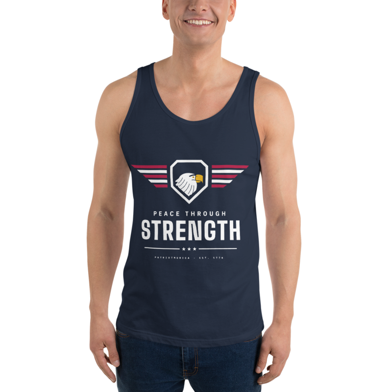 Peace Through Strength Tank Top in Navy