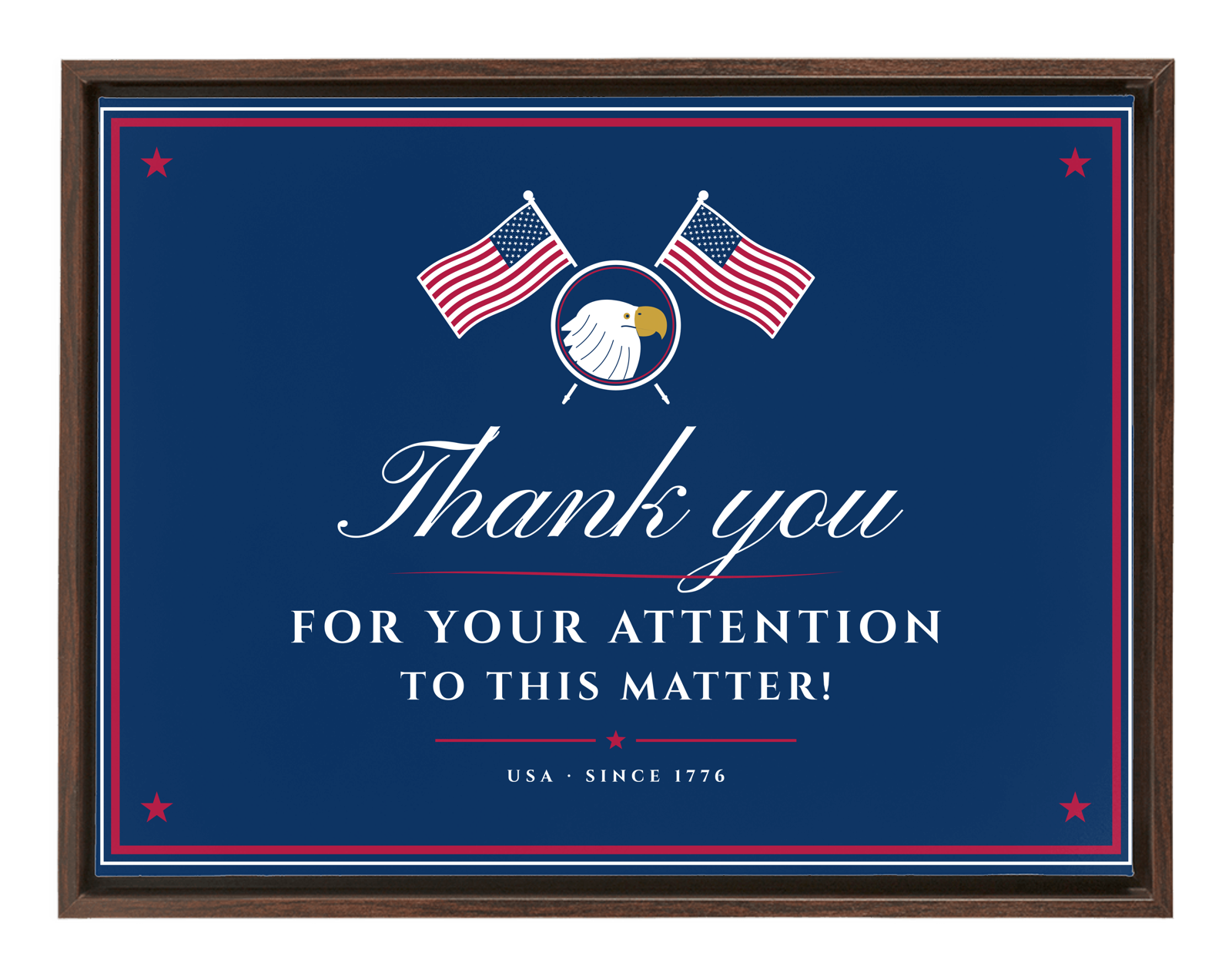 Thank You for Your Attention Framed Canvas in Walnut Frame