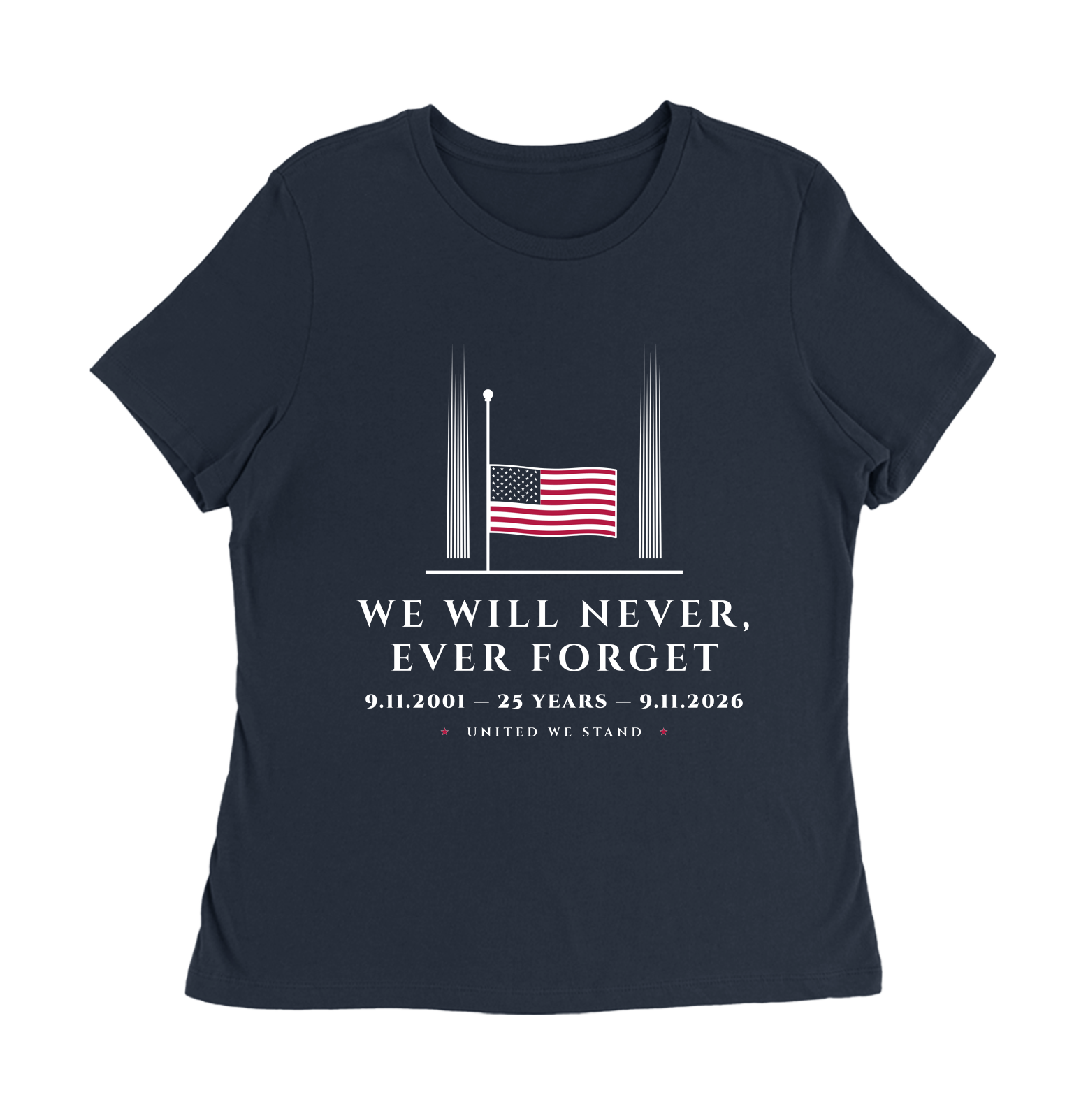 We Will Never, Ever Forget Women's Relaxed Tee in Navy