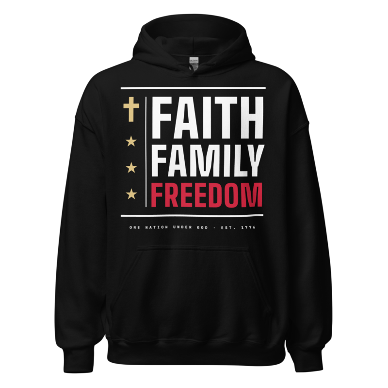 Faith Family Freedom Hoodie in Black