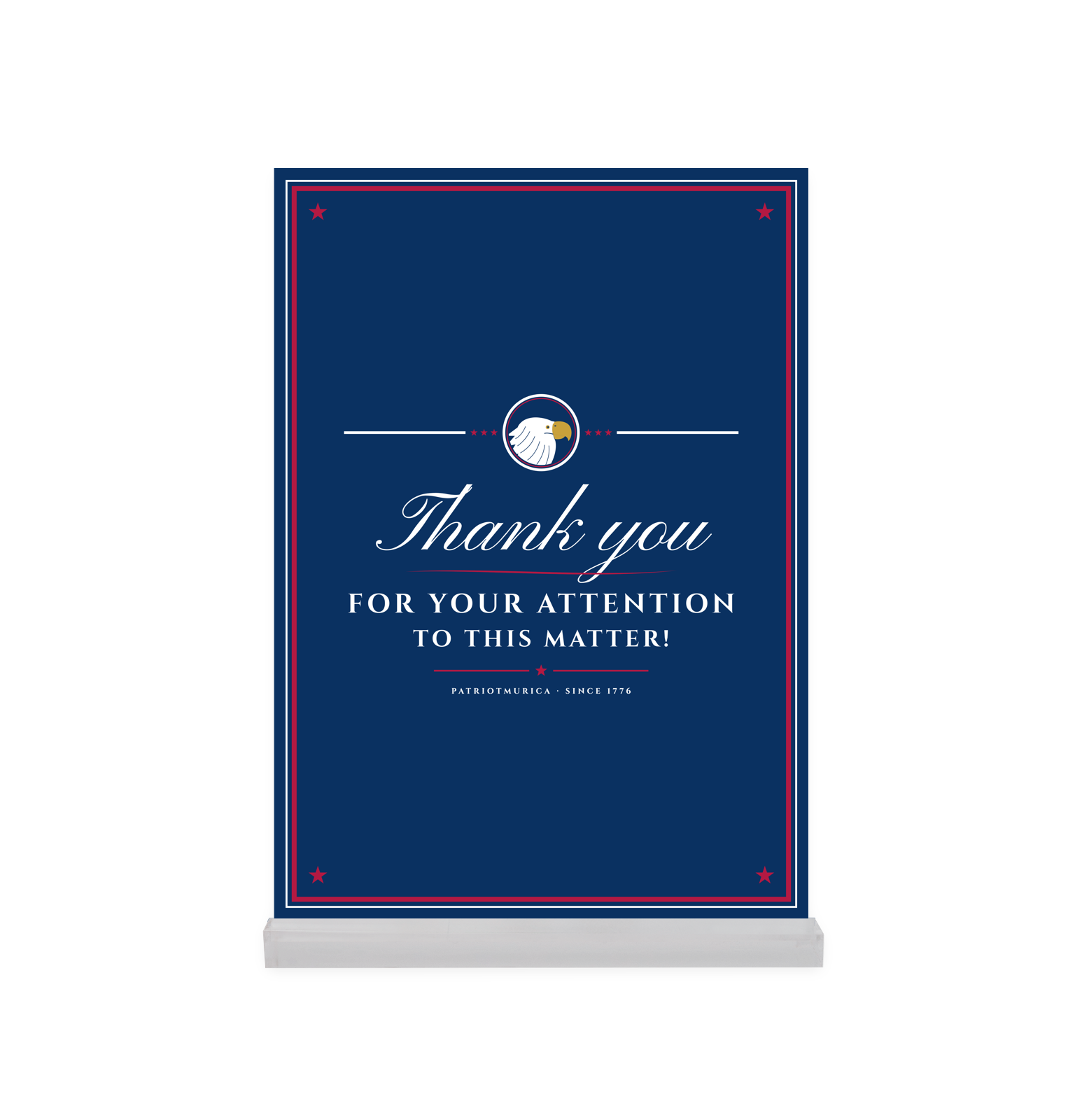 Thank You for Your Attention Acrylic Desk Block