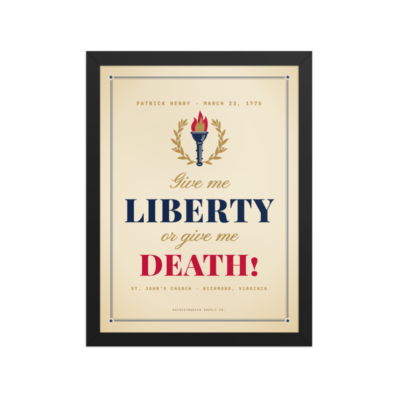 Liberty or Death Framed Print in Black