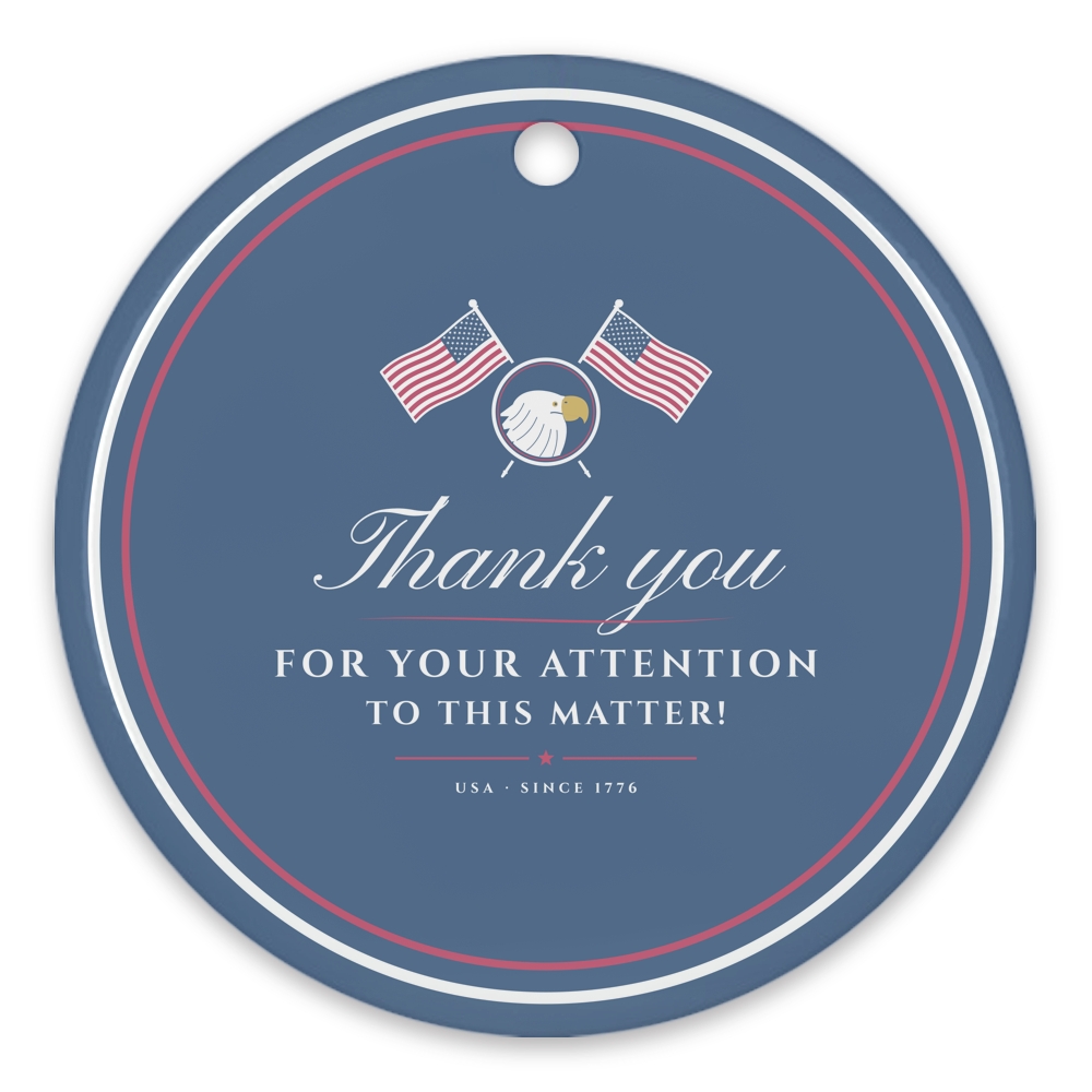 Thank You for Your Attention Porcelain Ornament
