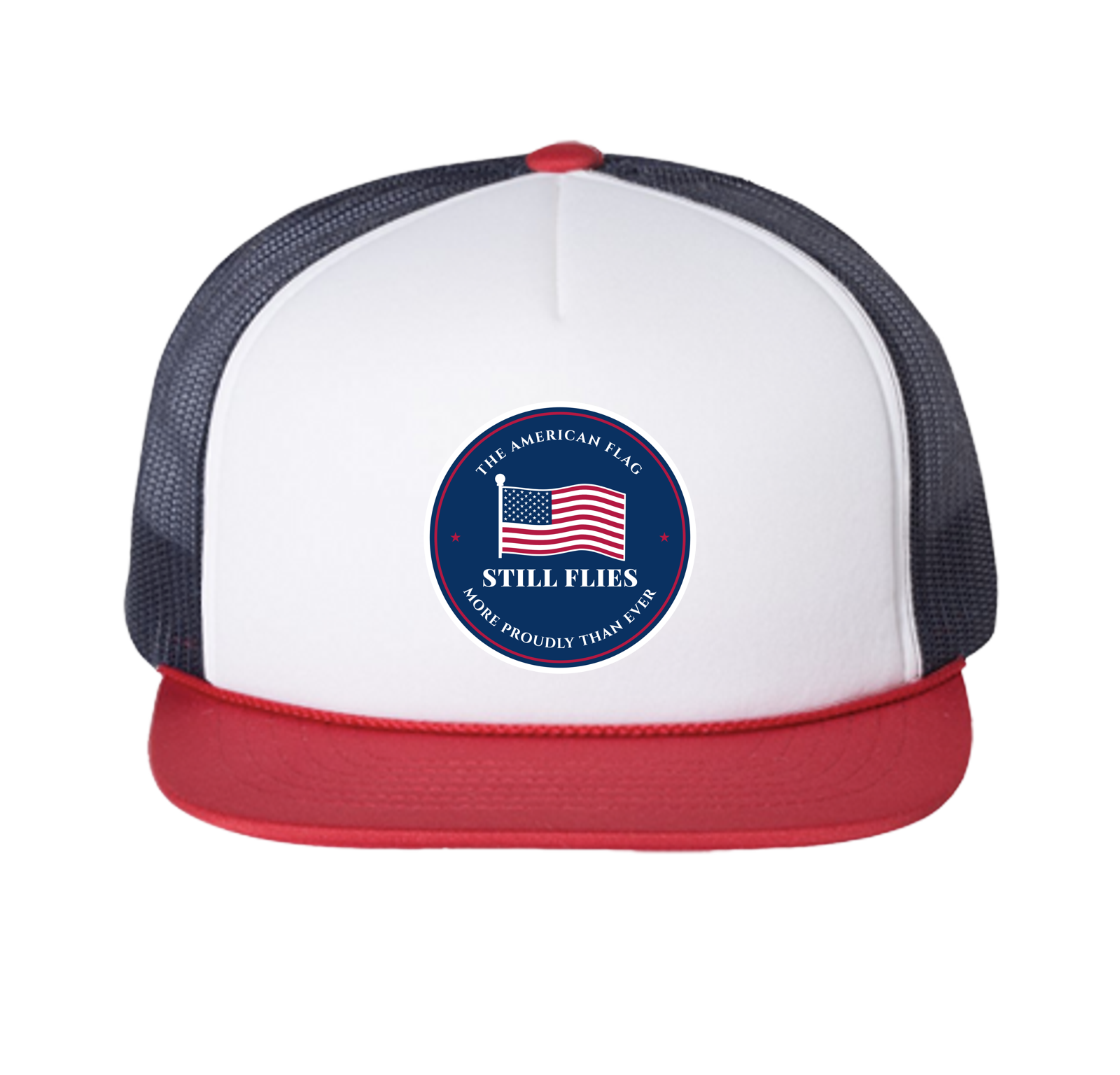 The American Flag Still Flies Trucker Cap in White / Navy / Red