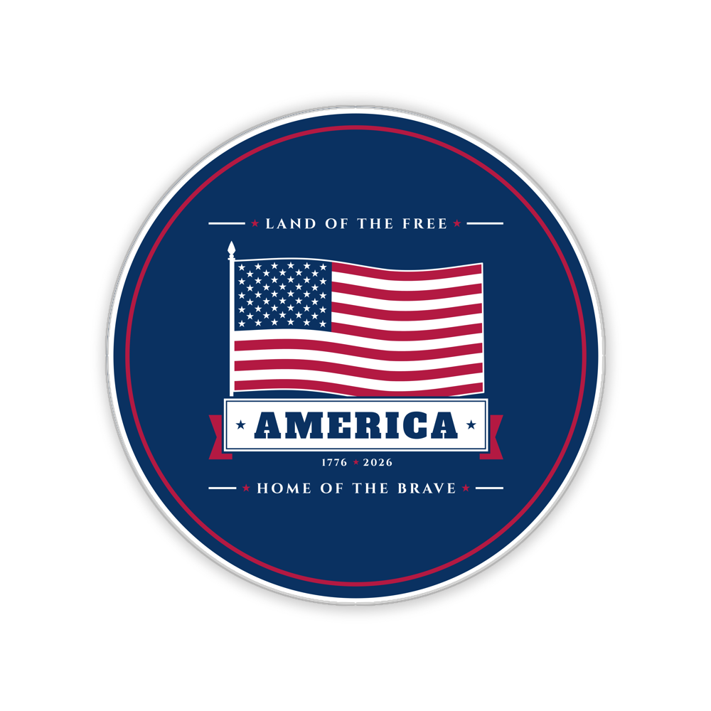 America Round Wood Sign