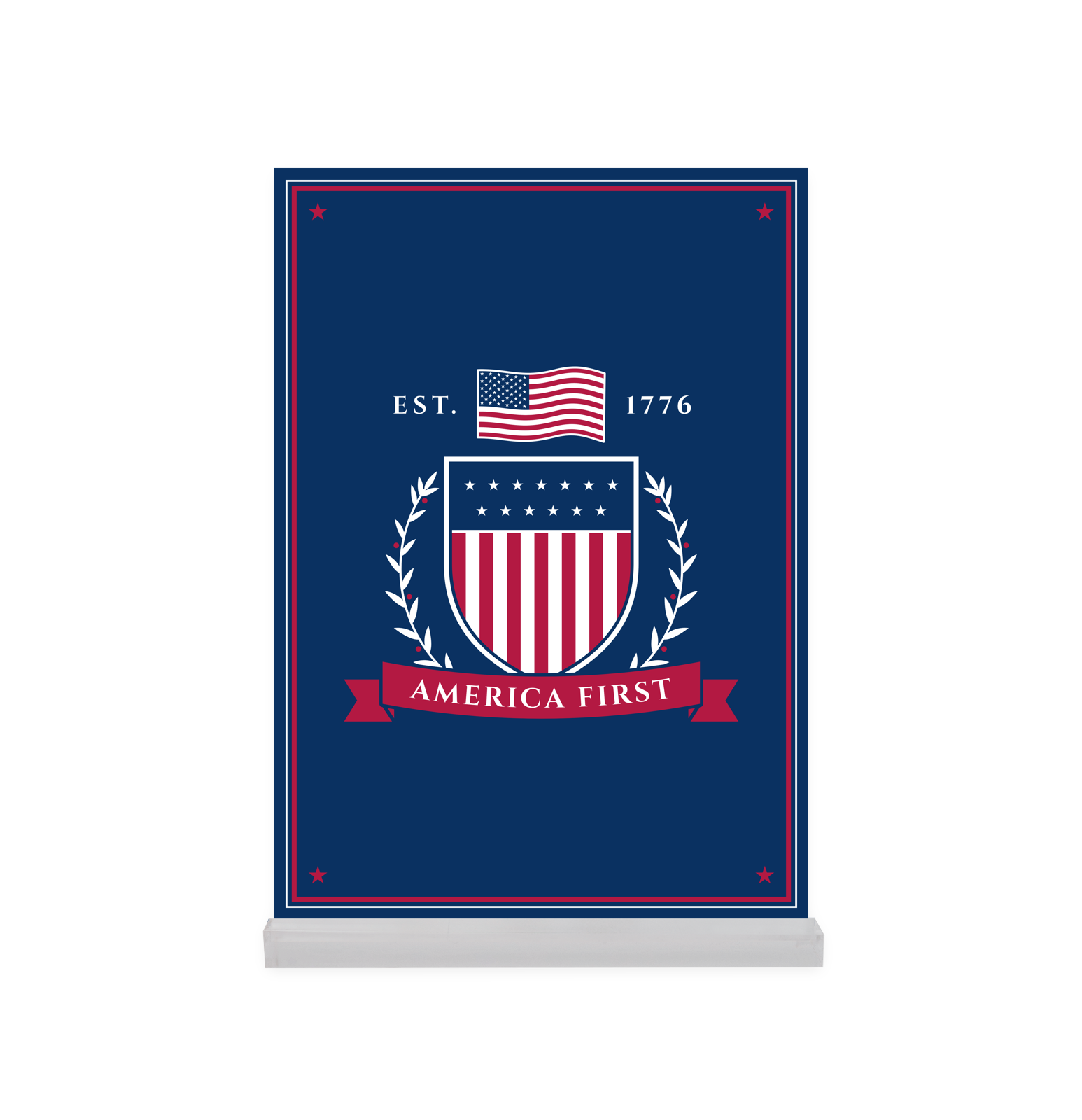 America First Crest Acrylic Desk Block