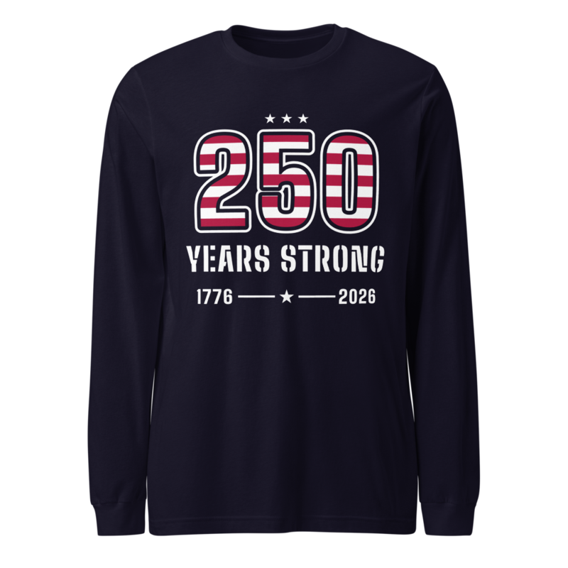 250 Years Strong Long Sleeve Tee in Navy