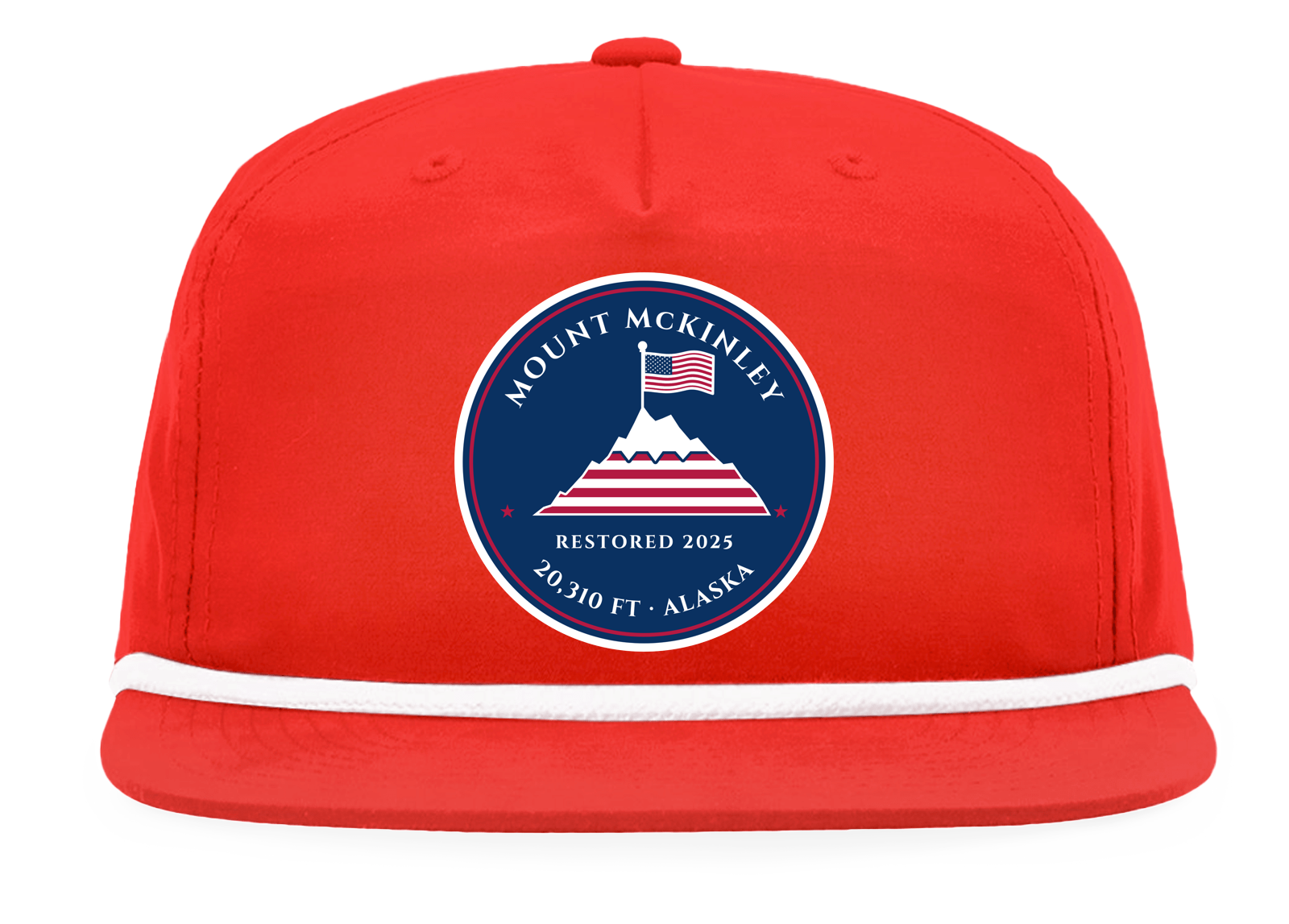 Mount McKinley Rope Snapback Cap in Red / White Rope