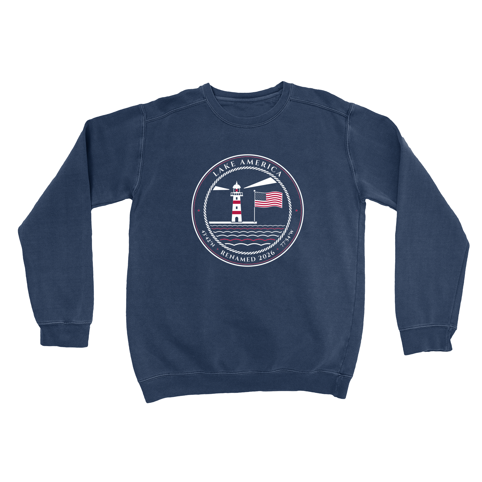 Lake America Garment-Dyed Crewneck in True Navy