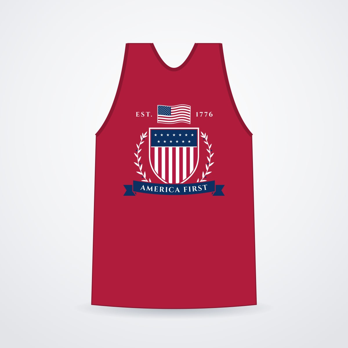 America First Crest Garment-Dyed Tank in Crimson